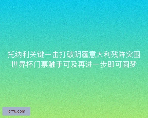 托纳利关键一击打破阴霾意大利残阵突围世界杯门票触手可及再进一步即可圆梦